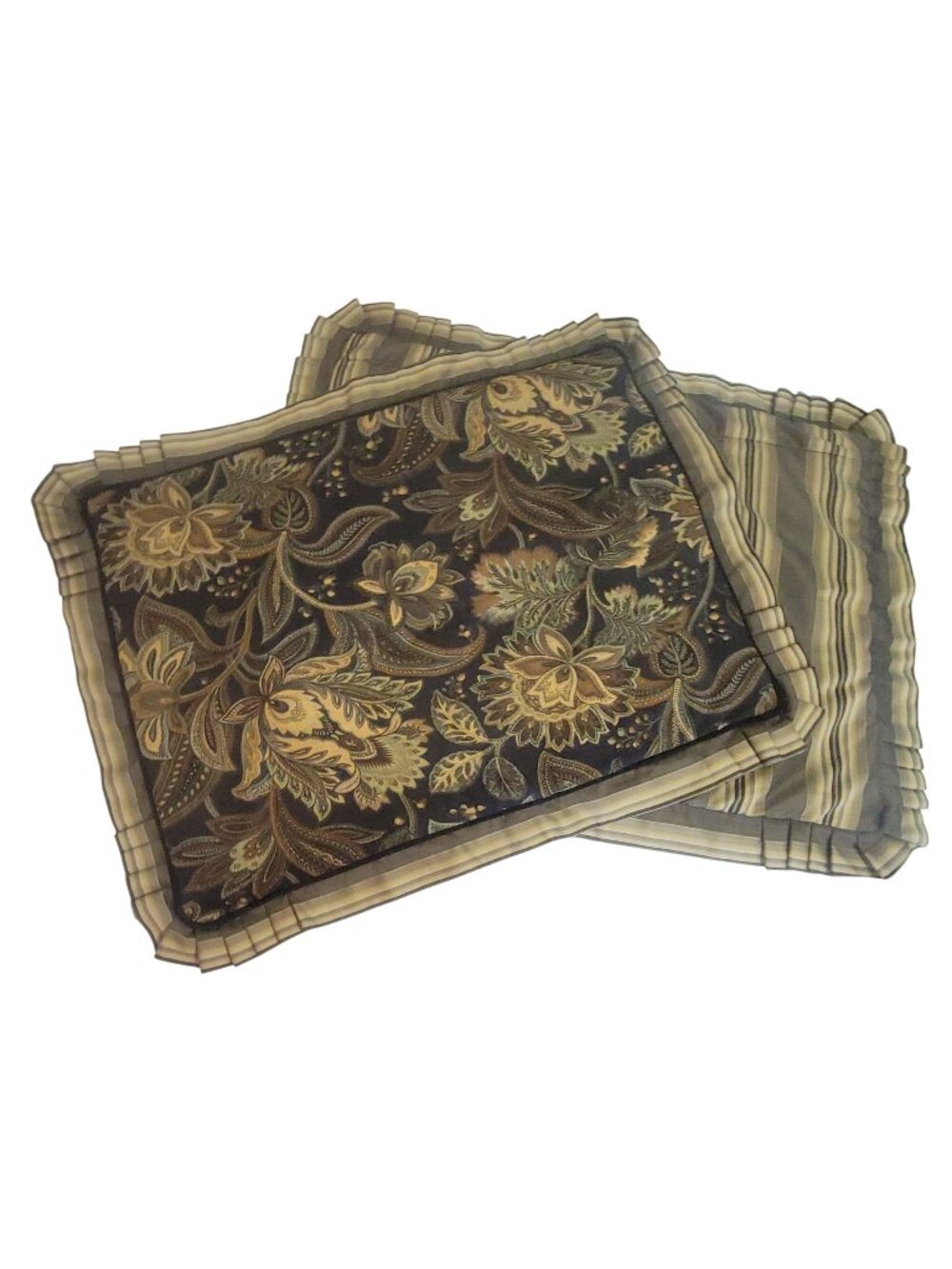 J. Queen New York Valdosta Ventura Jacobean Floral Stripe 2 Pillow Shams 26"x29"